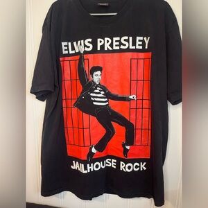 Elvis Presley Black Jailhouse Rock Graphic Tee with glitter